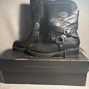 Harley Davison Black leather‎ biker boots WOMAN SIZE 6